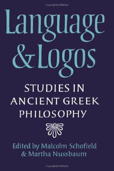 Download Language and Logos: Studies in Ancient Greek Philosophy Presented  to G. E. L. Owen PDF
