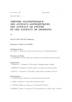 Download Théorie Algorithmique Des Anneaux Arithmétiques, Des Anneaux ...