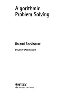 algorithmic problem solving by roland backhouse