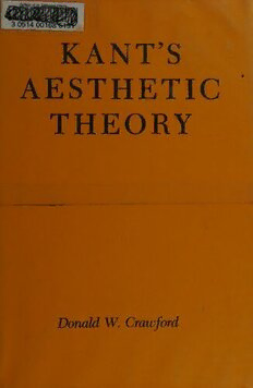 Download Kant's Aesthetic Theory PDF By Donald W Crawford