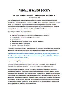 Download Programs in Animal Behavior - Animal Behavior Society PDF
