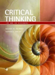 critical thinking the art of argument pdf