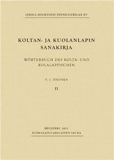 Download Koltan- ja Kuolanlapin sanakirja / Wörterbuch des Kolta- und  Kolalappischen II PDF